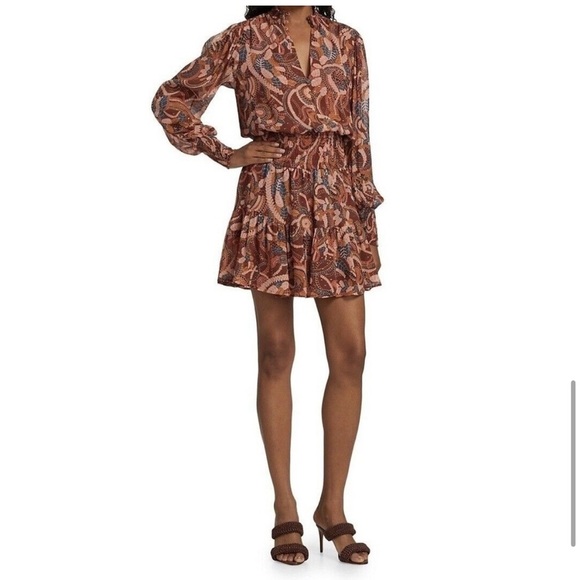 A.L.C. Silvie Silk Mini Dress in Ginger Combo Size 4 $495.00 - Picture 5 of 13